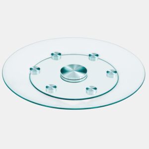 Mesa redonda com tampo giratório - Vidro 6138 cm - Design prático - Transparente