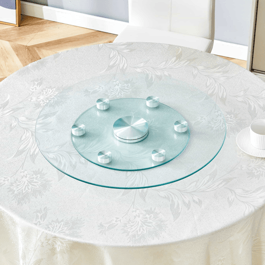 Mesa redonda com tampo giratório - Vidro 6138 cm - Design prático - Transparente