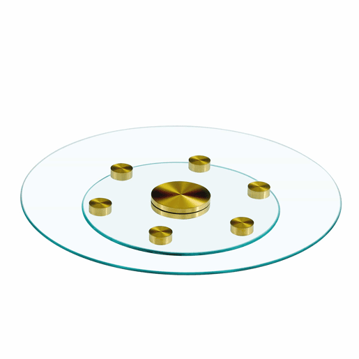 Mesa redonda com tampo de vidro giratório - 61 cm  38 cm - Design giratório, fácil de usar - Dourado, Transparente