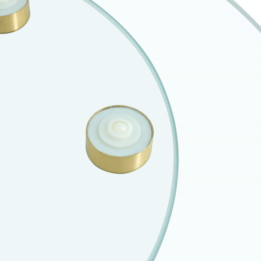 Mesa redonda com tampo de vidro giratório - 61 cm  38 cm - Design giratório, fácil de usar - Dourado, Transparente