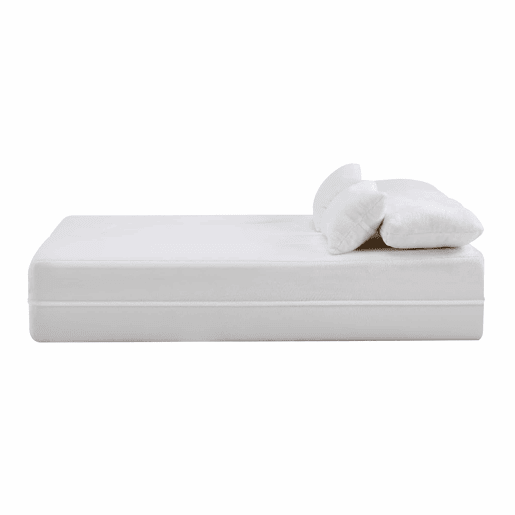Sofá-cama de 2 lugares - moderno, com 4 almofadas e colchão dobrável de espuma de alta densidade - branco