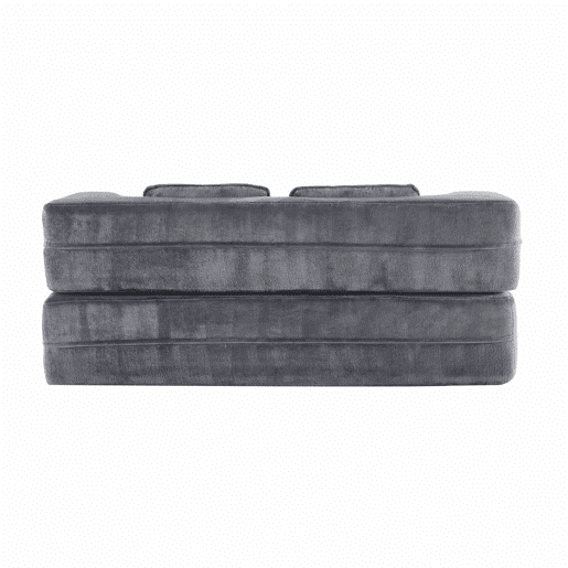 Sofá-cama de chão de 2 lugares - moderno, confortável, com 4 almofadas e colchão de espuma de alta densidade - azul acinzentado