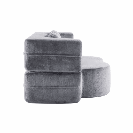 Sofá-cama de chão de 2 lugares - moderno, confortável, com 4 almofadas e colchão de espuma de alta densidade - azul acinzentado