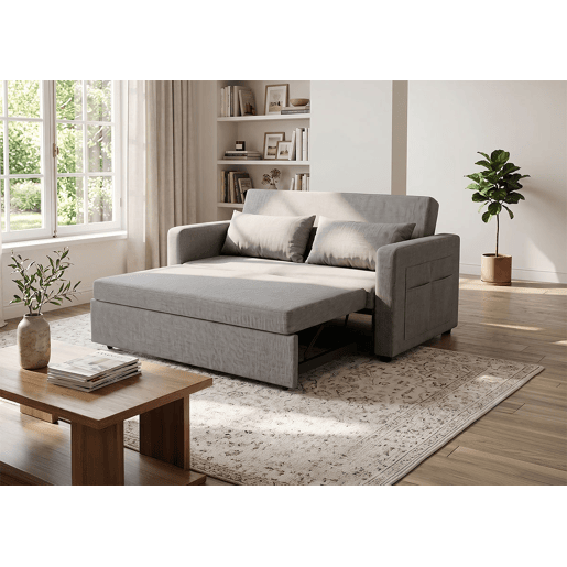 Sofá-cama de casal Jossy Gray, 138 cm, cinza