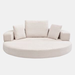 Sofá-cama dobrável 173x176 cm - Modular, almofadas, estofado em veludo cotelê - Bege claro