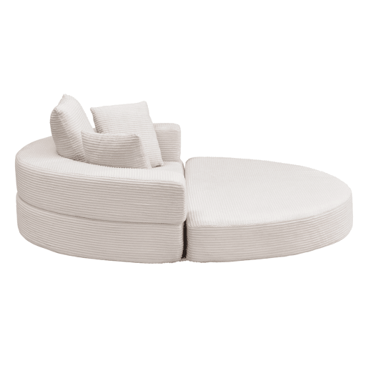Sofá-cama dobrável 173x176 cm - Modular, almofadas, estofado em veludo cotelê - Bege claro