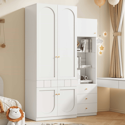 Conjunto de roupeiro de 2 portas + vitrina, mobiliário de quarto - 80×50×200 cm + 50×40×180 cm - lacado, arrumação, roupeiro + vitrina, conjunto de quarto - Branco Conjunto de roupeiro de 2 portas + vitrina, mobiliário de quarto - 80×50×200 cm + 50×40×180 cm - lacado, arrumação, roupeiro + vitrina, conjunto de quarto - Branco