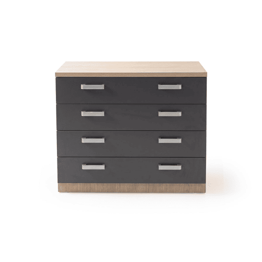 Cómoda Jeni com 4 gavetas, Sonoma e Grafite Cómoda Jeni com 4 gavetas, Sonoma e Grafite
