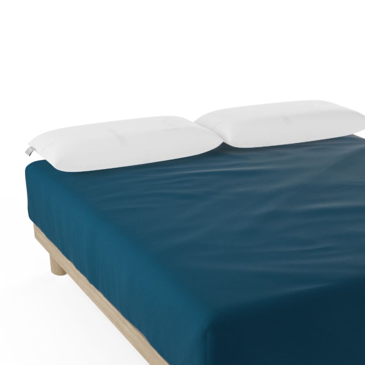 Sábana bajera  nalui azul 100% algodón 180 hilos (camas max 28cm), suave, fresca, transpirable, lavable a 30ºc