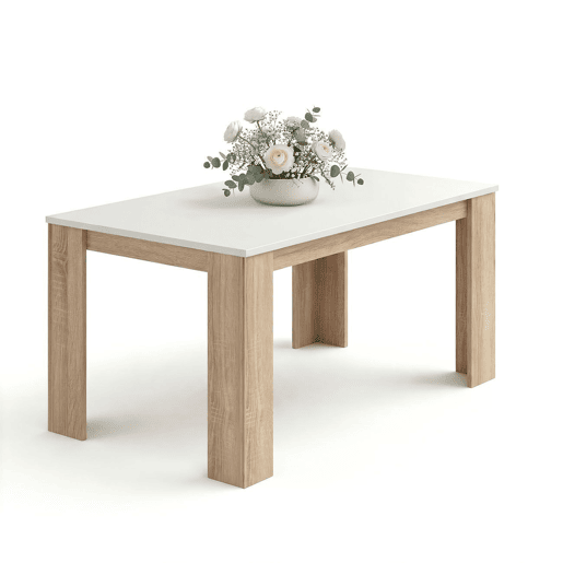 Mesa de jantar Naya Roble Canadian - Blanco Artik (Blanco Mate) 140 x 75 x 80 cm