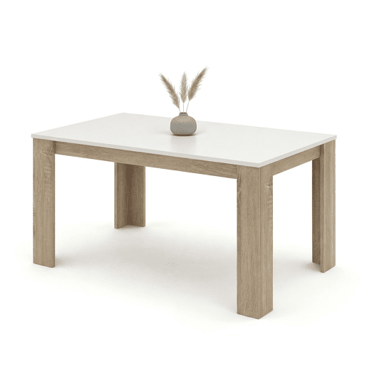 Mesa de jantar Naya Roble Canadian - Blanco Artik (Blanco Mate) 140 x 75 x 80 cm