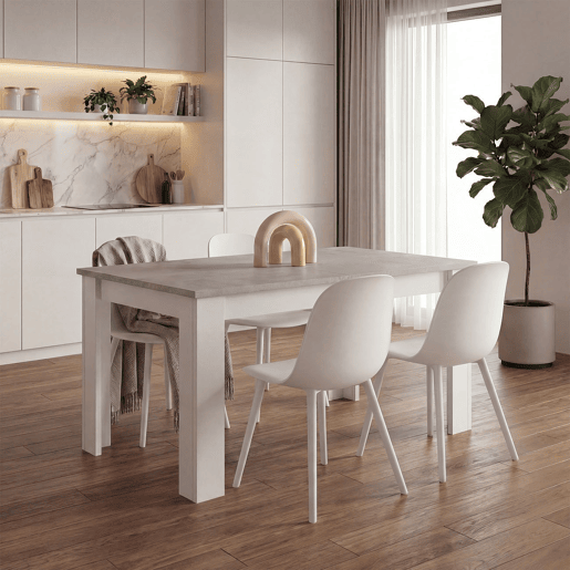 Mesa de comedor extensible Danna Branco Artik (Branco mate) - Cinzento Cimento 123 x 78 x 75 cm