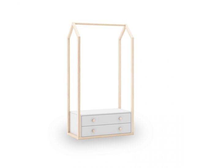 Perchero juvenil con 2 cajones en blanco y oak soft 80x170 cm misty breeze blanco - oak soft 80 x 170 x cm