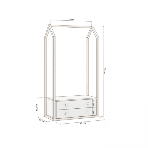 Bengaleiro Misty Breeze Blanco mate - Oak 80 x 170 x 40 cm