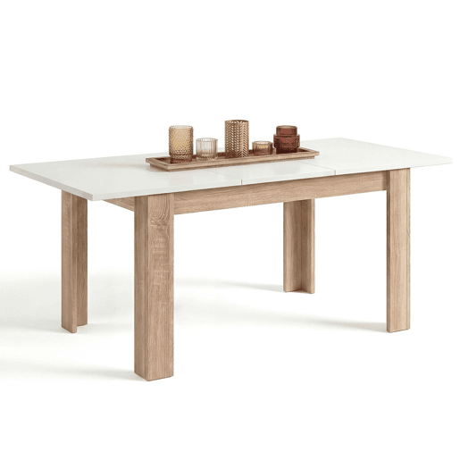Mesa de comedor extensible Danna Roble Canadian - Blanco Artik (Blanco Mate) 123 x 78 x 75 cm