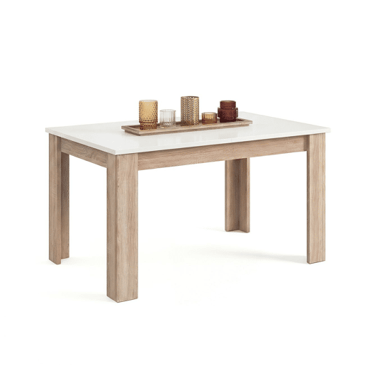 Mesa de comedor extensible Danna Roble Canadian - Blanco Artik (Blanco Mate) 123 x 78 x 75 cm