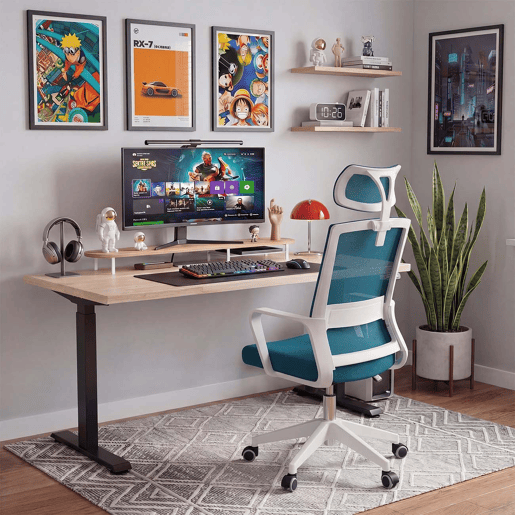 Cadeira de escritório ergonômica Dafne Tex 111-121x51 cm Blanco - Turquesa 51 x 121 x 51 cm