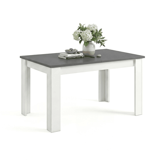 Mesa de jantar extensível 140-190x90 cm Sira Artik Branco (Branco mate) - Cinzento antracite 190 x 78 x 90 cm