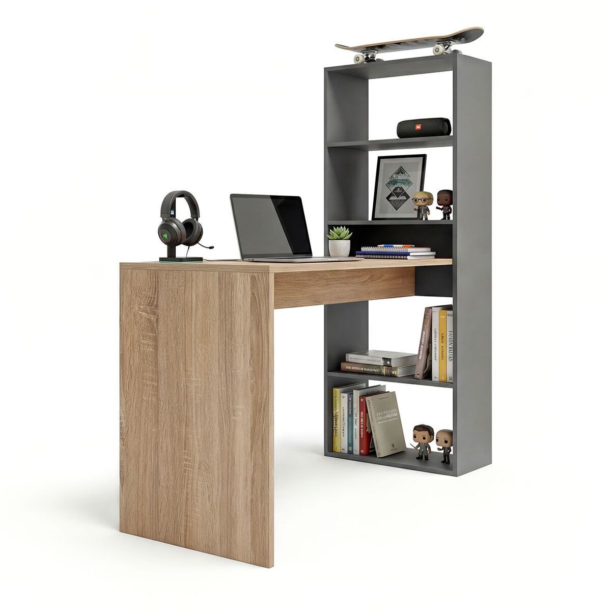 Mesa Cosmic 120x53 Gris Oscuro/ Madera