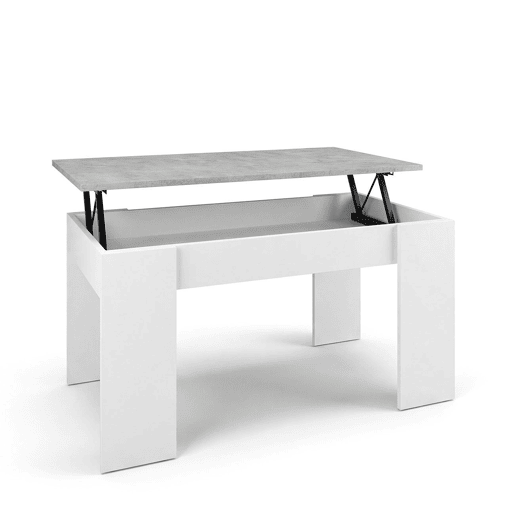 Mesa de centro elevável Norak Branco Artik (Branco mate) - Cinzento Cimento 90 x 43,5 x 50 cm