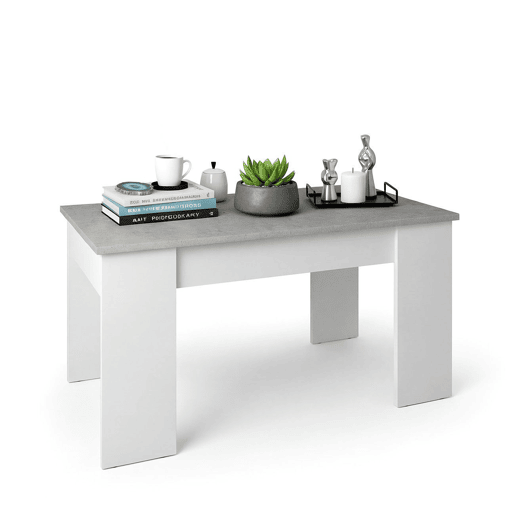 Mesa de centro elevável Norak Branco Artik (Branco mate) - Cinzento Cimento 90 x 43,5 x 50 cm