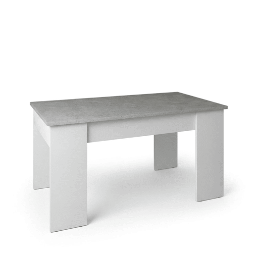 Mesa de centro elevável Norak Branco Artik (Branco mate) - Cinzento Cimento 90 x 43,5 x 50 cm
