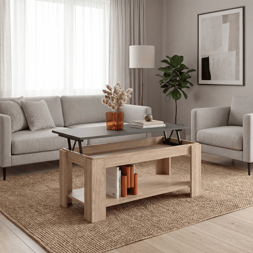 Mesa de centro com arrumação 102x43-54 cm Lya Roble Canadian - Grafito 50 x 54 x 50 cm