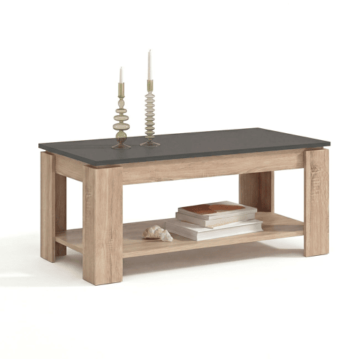 Mesa de centro com arrumação 102x43-54 cm Lya Roble Canadian - Grafito 50 x 54 x 50 cm