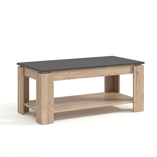 Mesa de centro com arrumação 102x43-54 cm Lya Roble Canadian - Grafito 50 x 54 x 50 cm