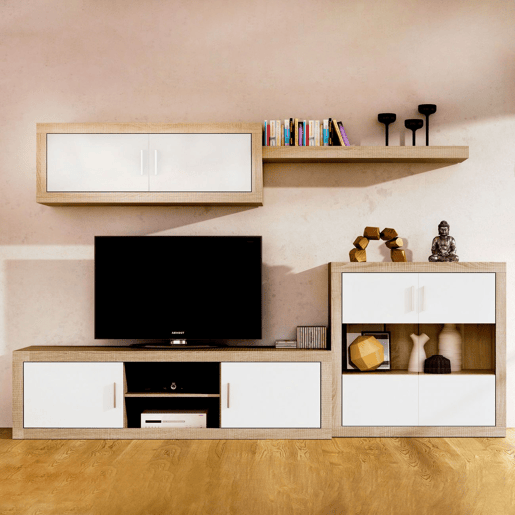 Móvel alto Nuka 2 portas Cambria - Branco 130 x 46 x 27,9 cm