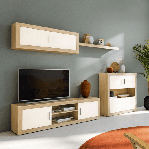 Móvel alto Nuka 2 portas Cambria - Branco 130 x 46 x 27,9 cm