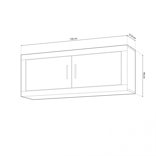 Móvel alto Nuka 2 portas Cambria - Branco 130 x 46 x 27,9 cm