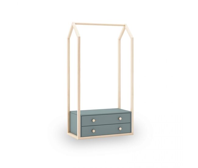 Perchero juvenil con 2 cajones en verde salvia y oak soft 80x170 cm misty breeze verde salvia - oak soft 80 x 170 x cm