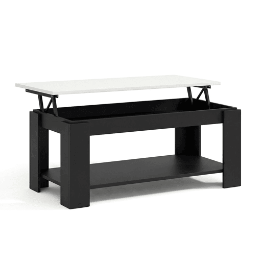 Mesa de centro com arrumação 102x43-54 cm Lya Negro Mate - Blanco Artik 50 x 54 x 50 cm