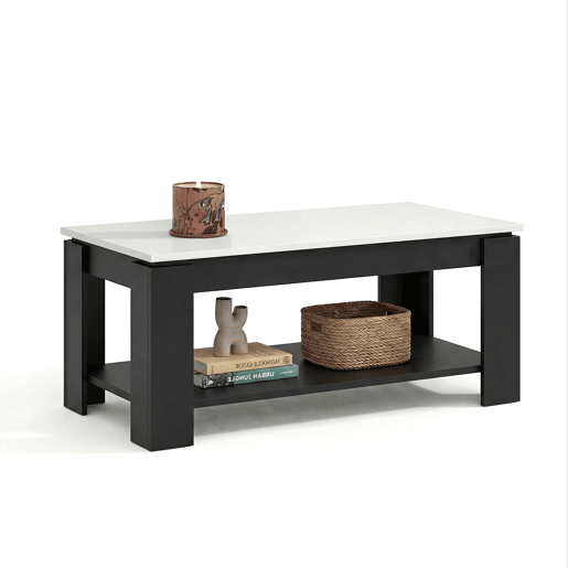 Mesa de centro com arrumação 102x43-54 cm Lya Negro Mate - Blanco Artik 50 x 54 x 50 cm