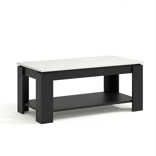 Mesa de centro com arrumação 102x43-54 cm Lya Negro Mate - Blanco Artik 50 x 54 x 50 cm