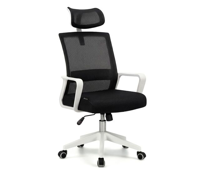 Silla de oficina ergonómica en blanco y negro 111-121x51 cm dafne tex