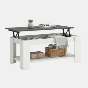 Mesa de centro com arrumação 102x43-54 cm Lya Artik Branco (Branco mate) - Cinzento antracite 50 x 54 x 50 cm