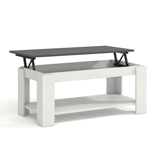 Mesa de centro com arrumação 102x43-54 cm Lya Artik Branco (Branco mate) - Cinzento antracite 50 x 54 x 50 cm