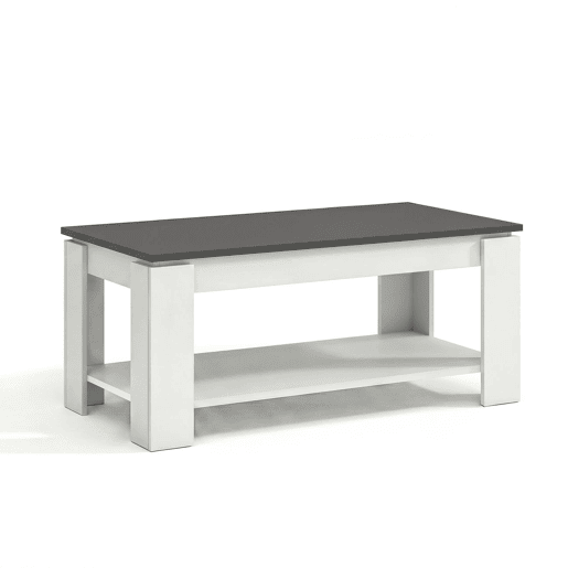 Mesa de centro com arrumação 102x43-54 cm Lya Artik Branco (Branco mate) - Cinzento antracite 50 x 54 x 50 cm