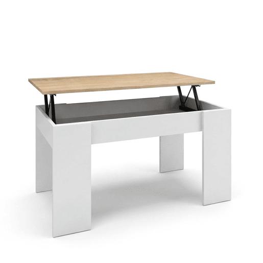 Mesa de centro elevável Norak Artik White (Branco mate) - Carvalho canadiano 90 x 43,5 x 50 cm