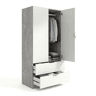 Armário com 2 portas e 2 gavetas, 81,5 x 180 cm, Lark Cinzento cimento - Branco mate 81,5 x 180 x 52 cm