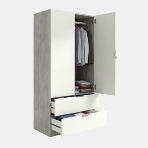 Armário com 2 portas e 2 gavetas, 81,5 x 180 cm, Lark Cinzento cimento - Branco mate 81,5 x 180 x 52 cm