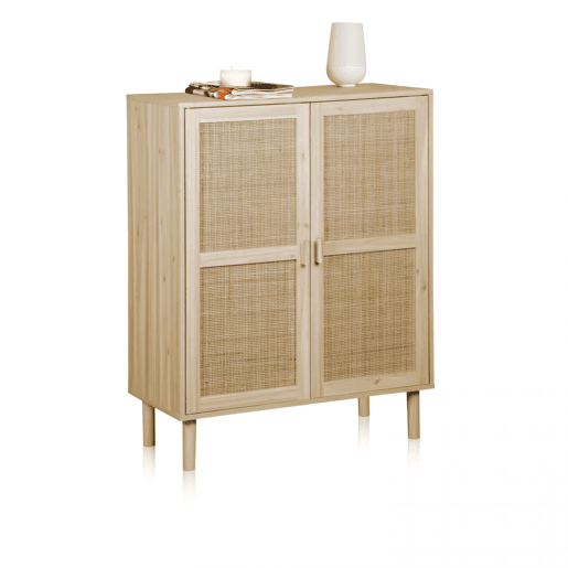 Armario bajo Made Pino - Rattan 80 x 110 x 40 cm