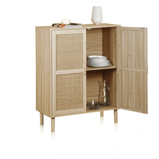 Armario bajo Made Pino - Rattan 80 x 110 x 40 cm