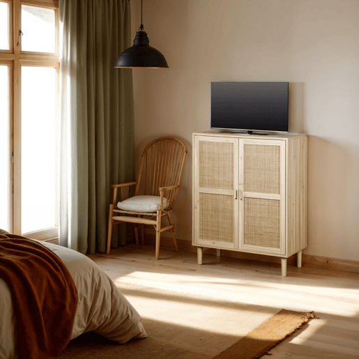 Armario bajo Made Pino - Rattan 80 x 110 x 40 cm