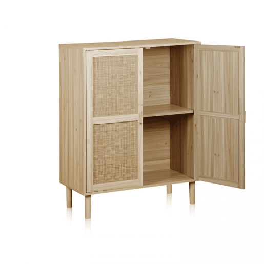 Armario bajo Made Pino - Rattan 80 x 110 x 40 cm