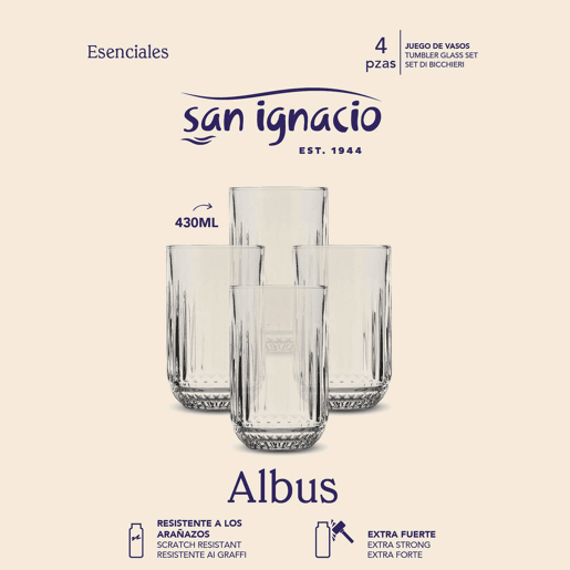 Conjunto de 4 copos de cristal San Ignacio de 380ml Conjunto de 4 copos de cristal San Ignacio de 380ml