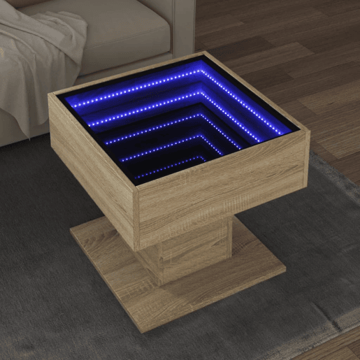 Mesa de Centro, Mesa baixa c LEDs 50x50x45 madeira processada Mesa de Centro, Mesa baixa c LEDs 50x50x45 madeira processada
