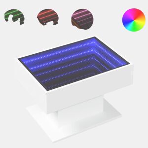 Mesa de Centro, Mesa baixa, c LEDs 70x50x45 cm derivados de madeira branco